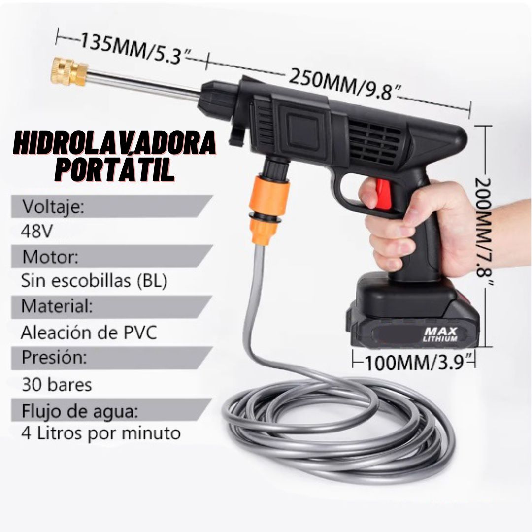 Hidrolavadora Recargable 48V con 2 Baterías | Potencia Portátil para Dejar Todo Reluciente
