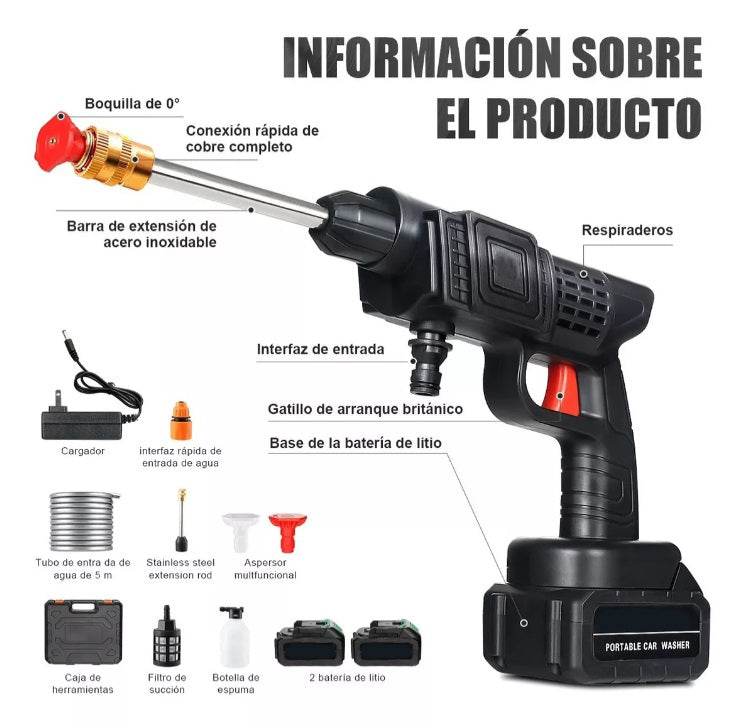 Hidrolavadora Recargable 48V con 2 Baterías | Potencia Portátil para Dejar Todo Reluciente