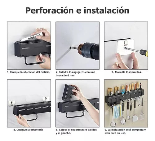 Organizador de Utensilios de Cocina de Pared 60cm - TodoCasa