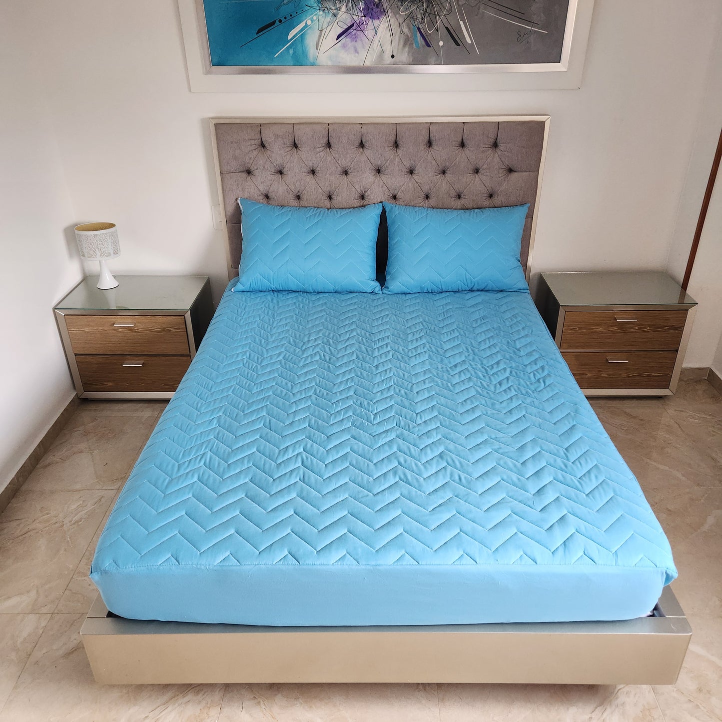 Protector Premium para Colchón + 2 Fundas de Almohada Acolchadas | Antialérgico y Lavable