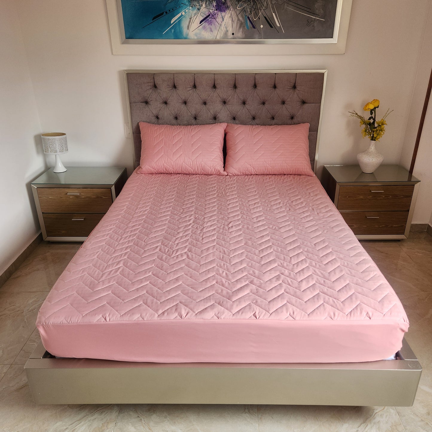 Protector Premium para Colchón + 2 Fundas de Almohada Acolchadas | Antialérgico y Lavable