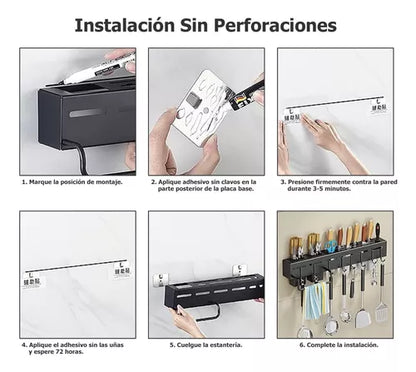Organizador de Utensilios de Cocina de Pared 60cm - TodoCasa